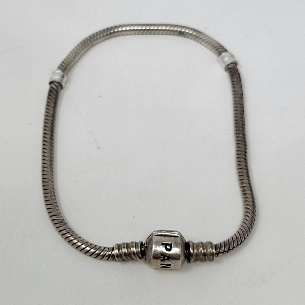 Pandora Moments Sterling Silver Snake Chain Charm Bracelet 7.25 18.4cm‎ 925 ALE